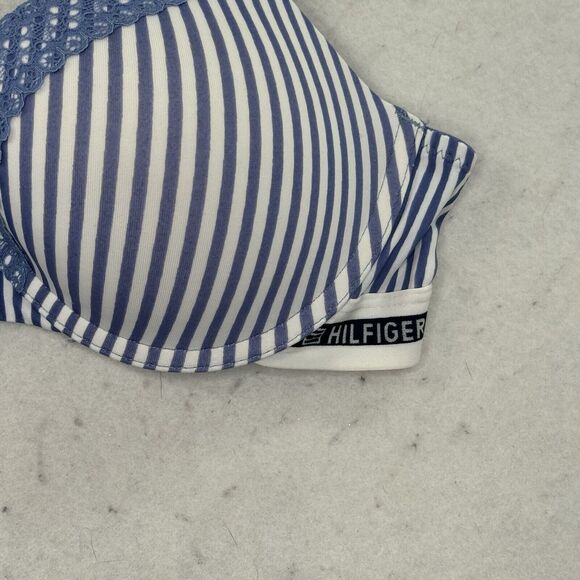 Tommy Hilfiger Convertible Lace Trim Push Up Bra Women’s Size 34C Blue Striped - Picture 6 of 10